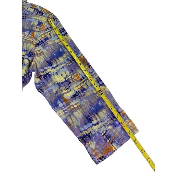 SUNSET RD Womens Button Up Top Size 10 Purple Multicolor Print 3/4 Sleeves - Picture 8 of 10